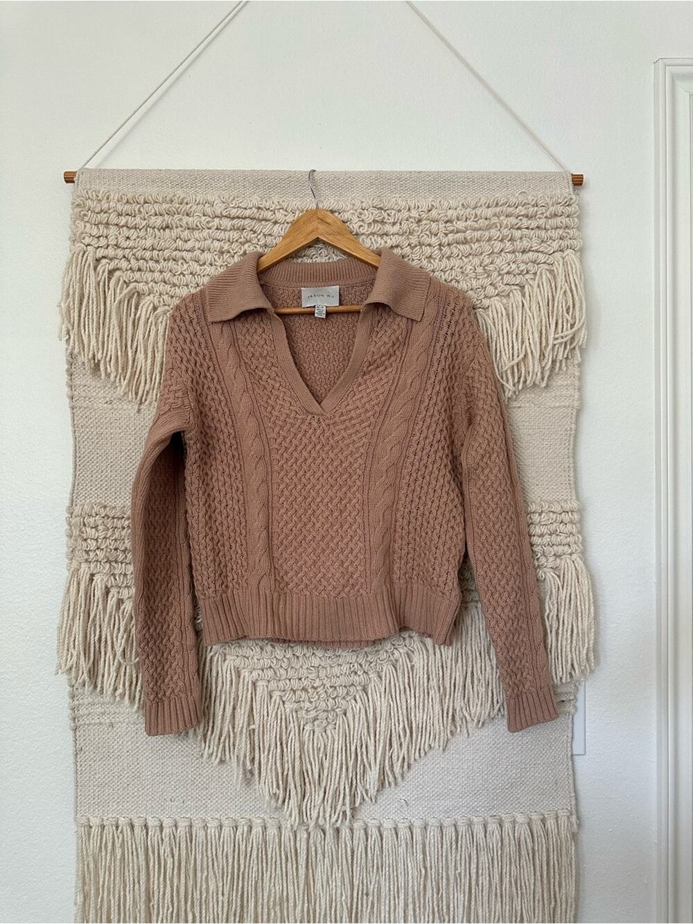 Jason Wu Cable Knit Collared Sweater